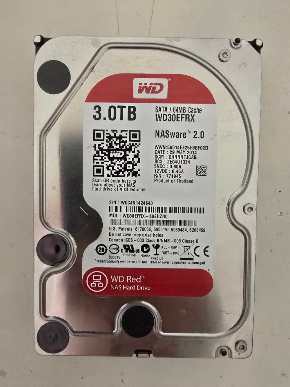 Two (2) WD Red 3.0TB NAS Internal Hard Drives